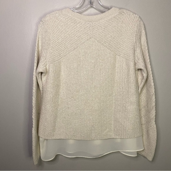 Lucky Brand holiday cream gold metallic crew neck knit sweater Size large - Picture 7 of 12